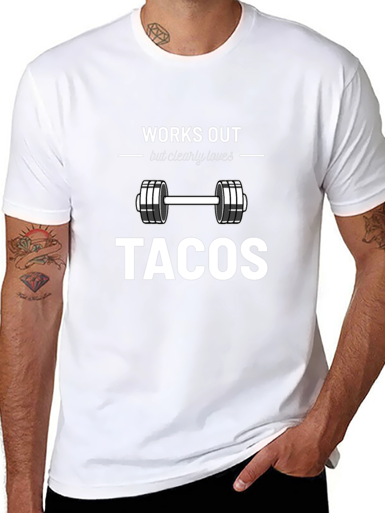 Works Out Loves Tacos Black Graphic Tee