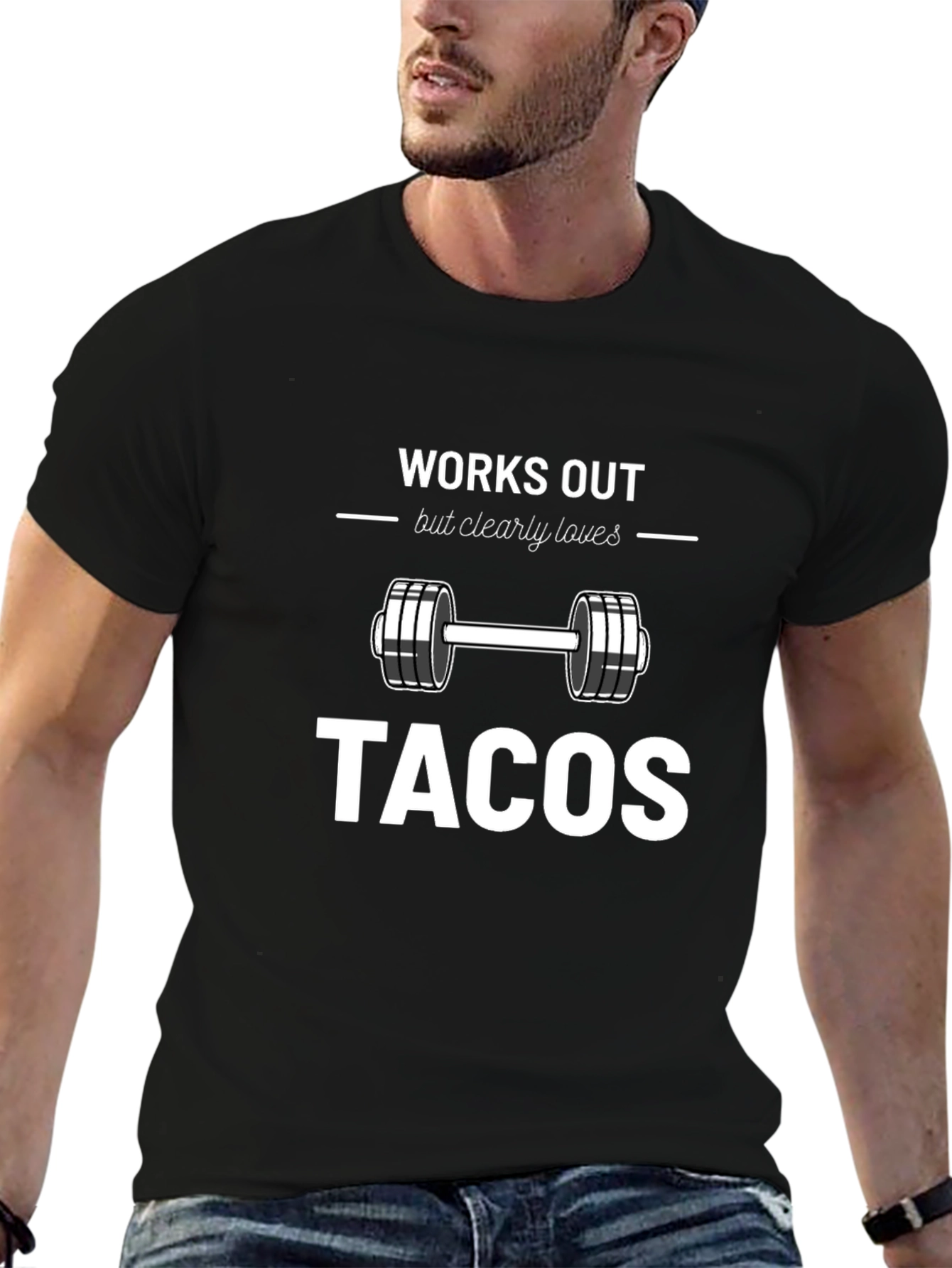 Works Out Loves Tacos Black Graphic Tee