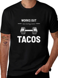 Works Out Loves Tacos Black Graphic Tee