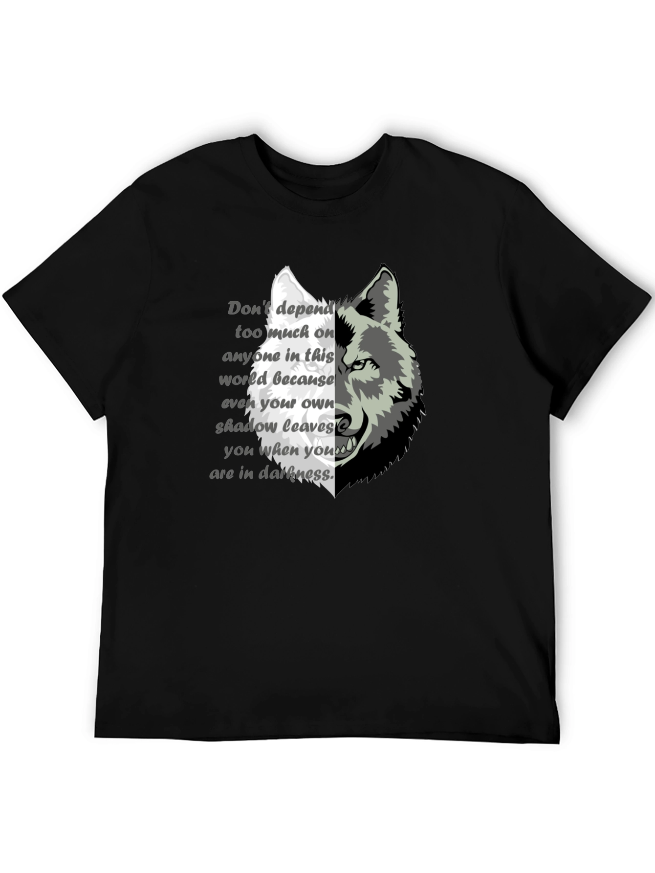 Wolf Graphic Print T-Shirt - Motivational Quote