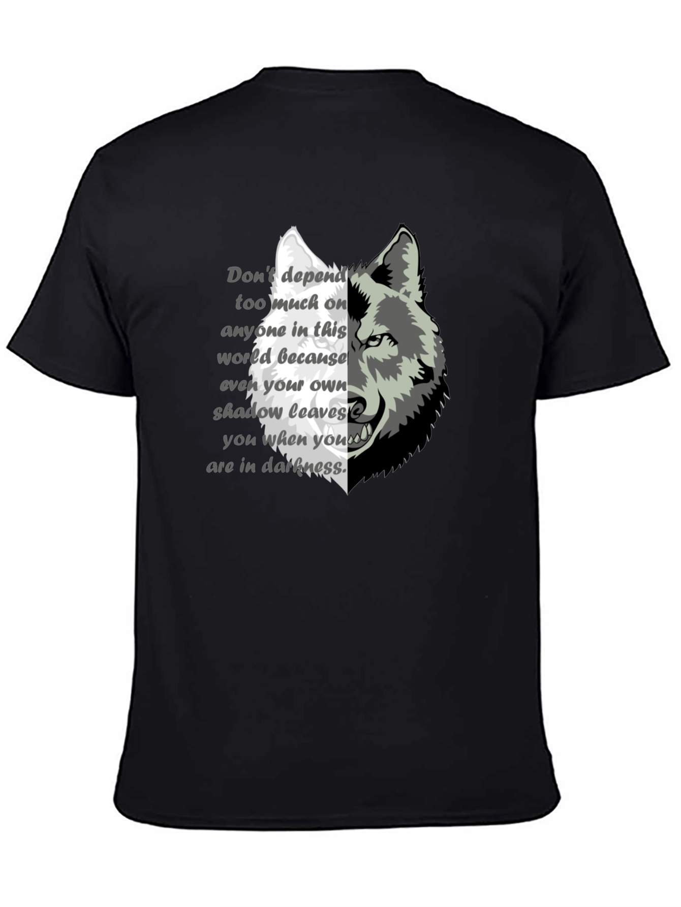 Wolf Graphic Print T-Shirt - Motivational Quote