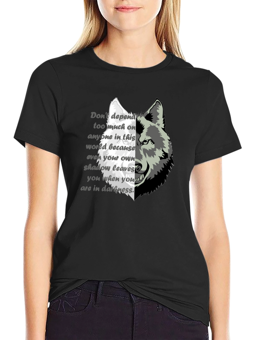 Wolf Graphic Print T-Shirt - Motivational Quote