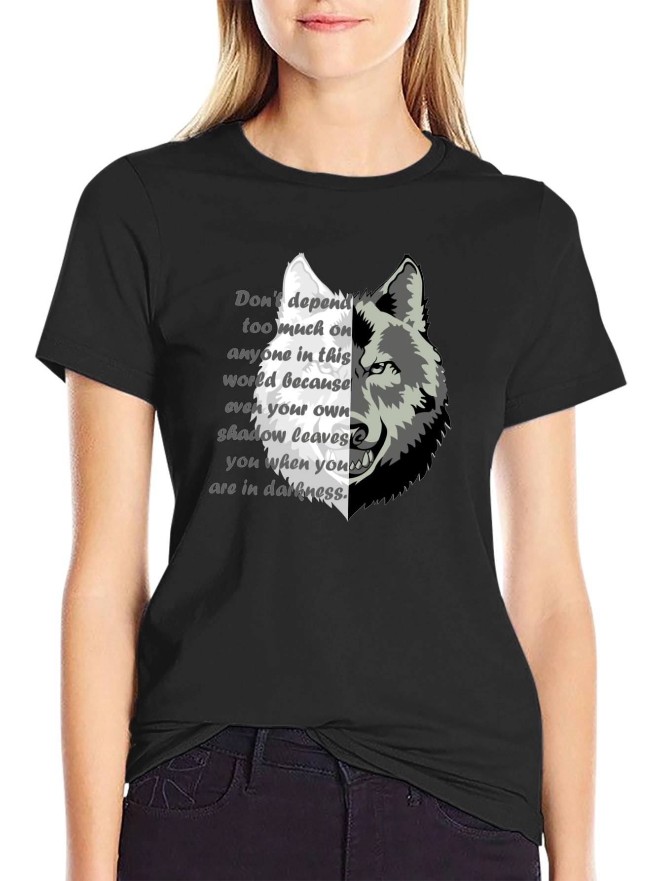 Wolf Graphic Print T-Shirt - Motivational Quote