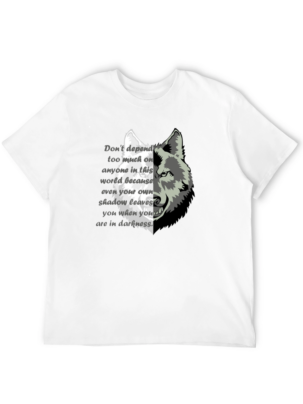Wolf Graphic Print T-Shirt - Motivational Quote