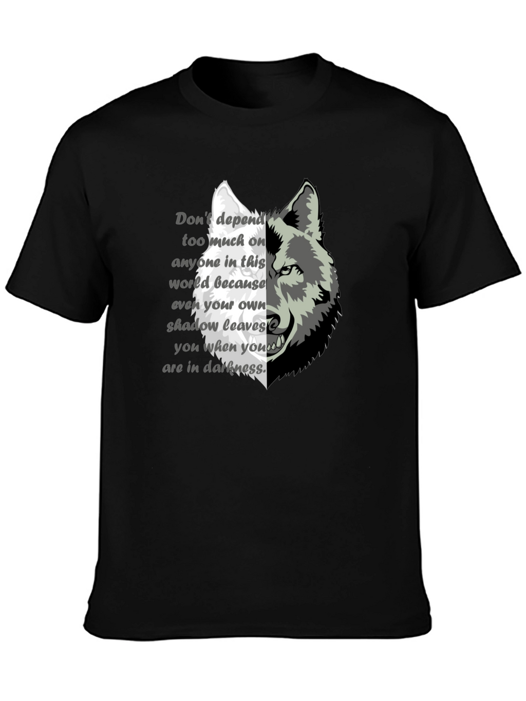 Wolf Graphic Print T-Shirt - Motivational Quote