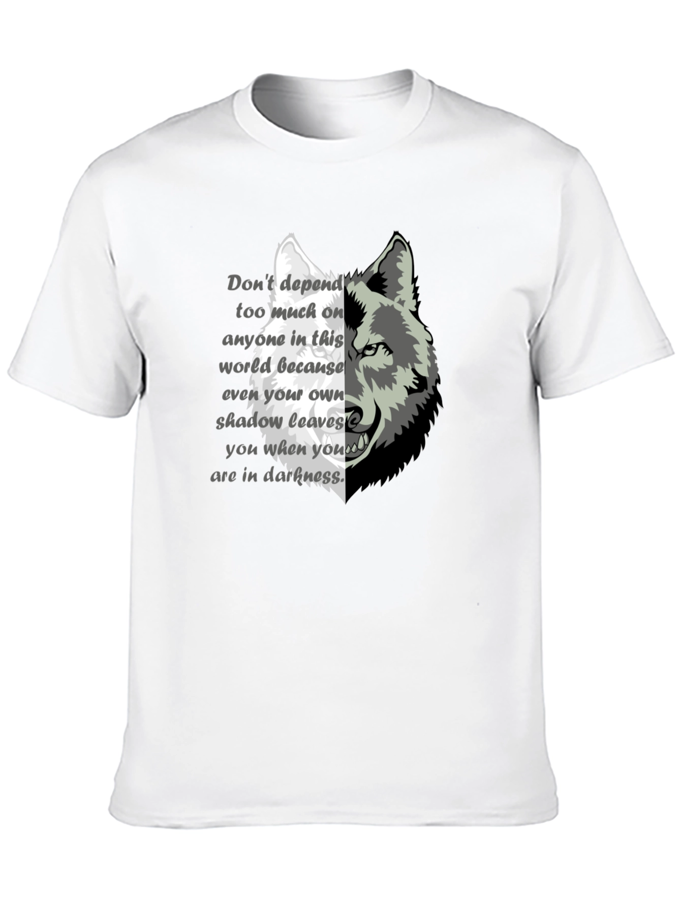 Wolf Graphic Print T-Shirt - Motivational Quote