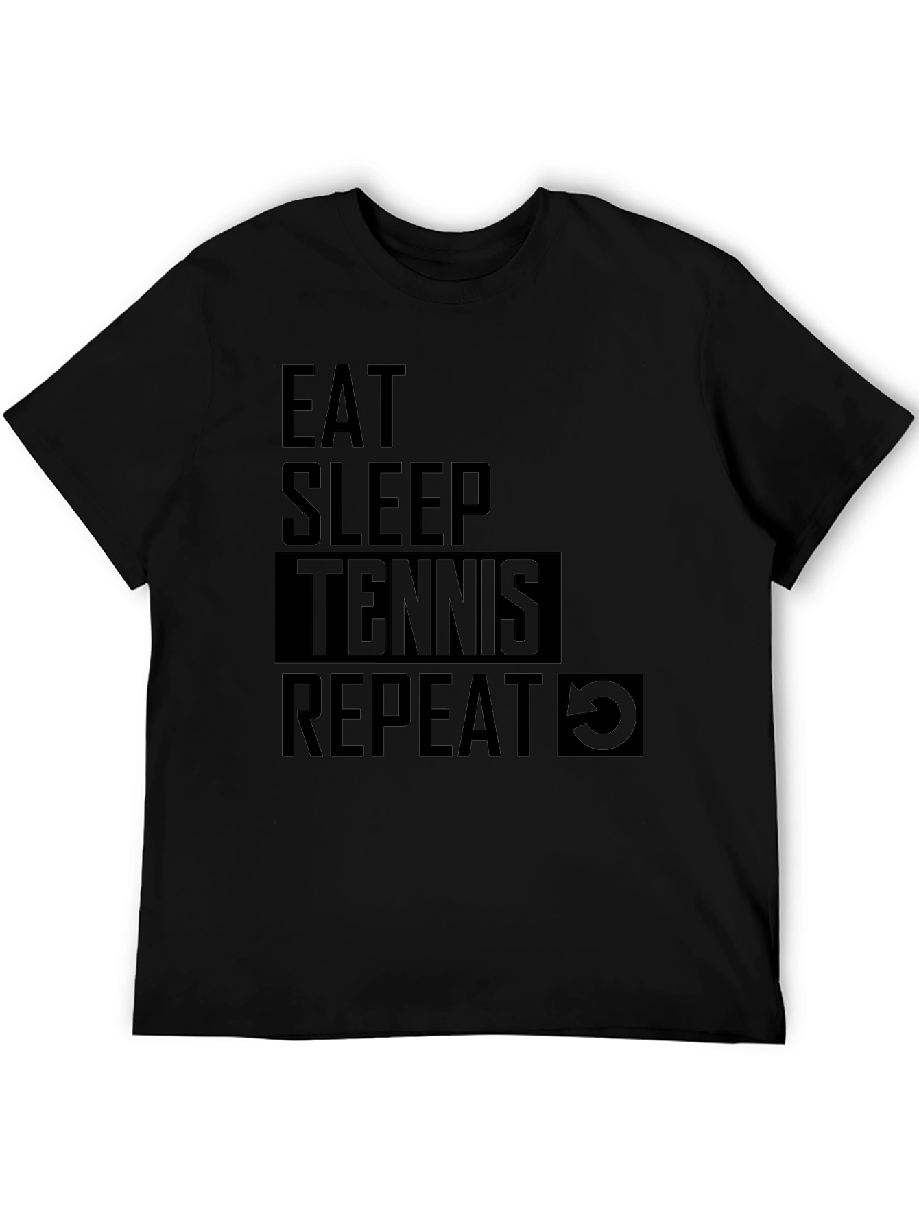 Eat Sleep Tennis Repeat Black T-Shirt