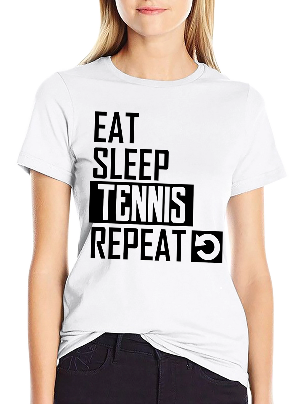 Eat Sleep Tennis Repeat Black T-Shirt