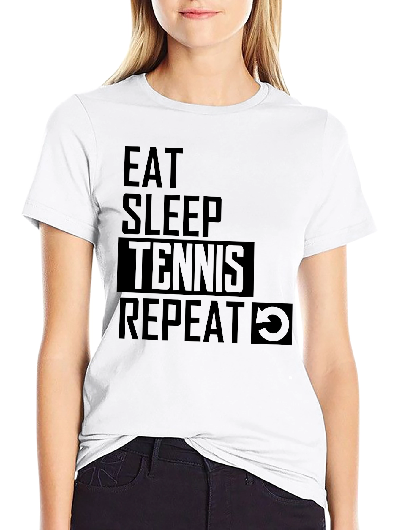 Eat Sleep Tennis Repeat Black T-Shirt