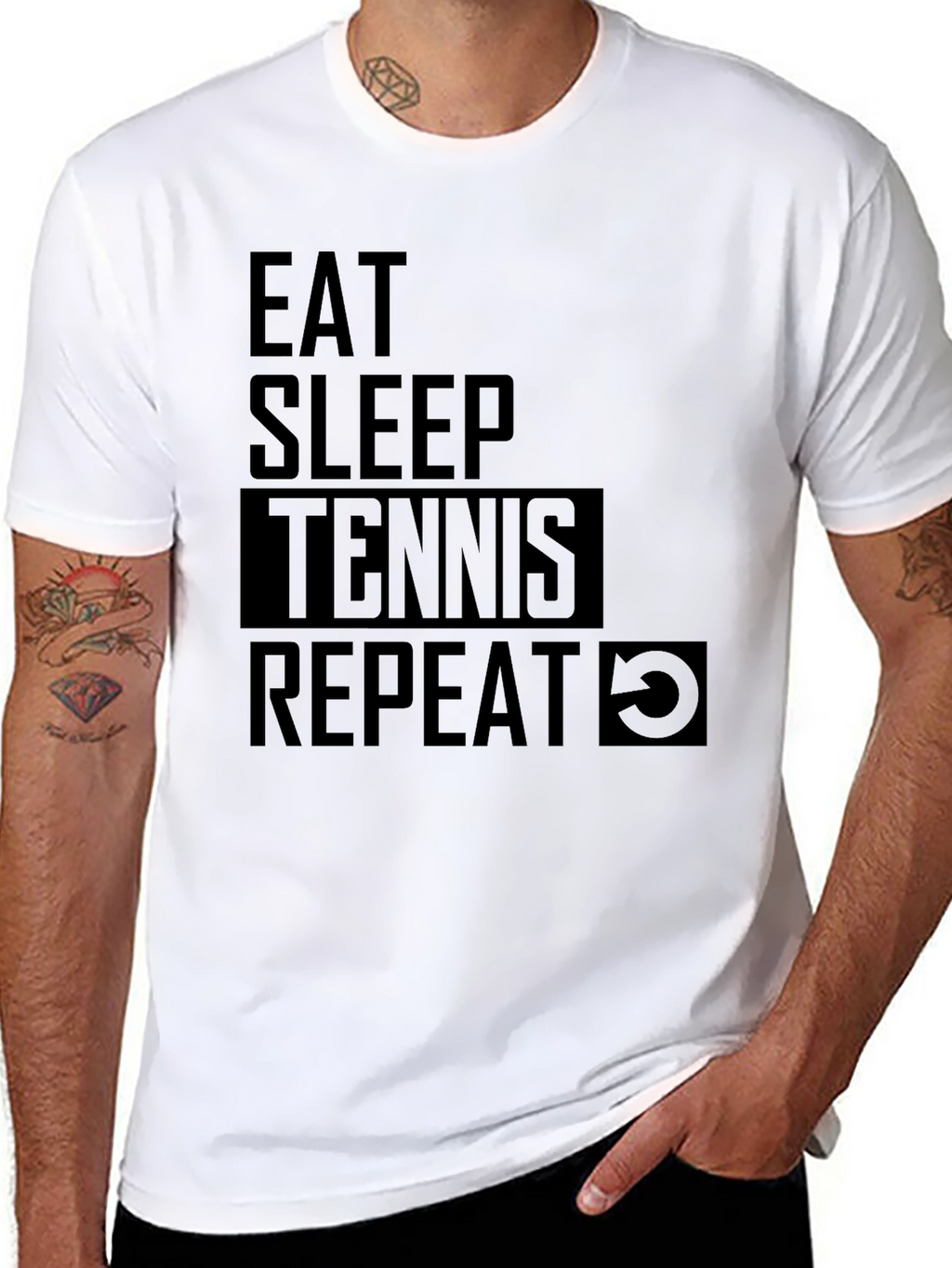 Eat Sleep Tennis Repeat Black T-Shirt