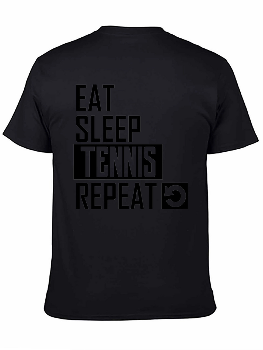 Eat Sleep Tennis Repeat Black T-Shirt
