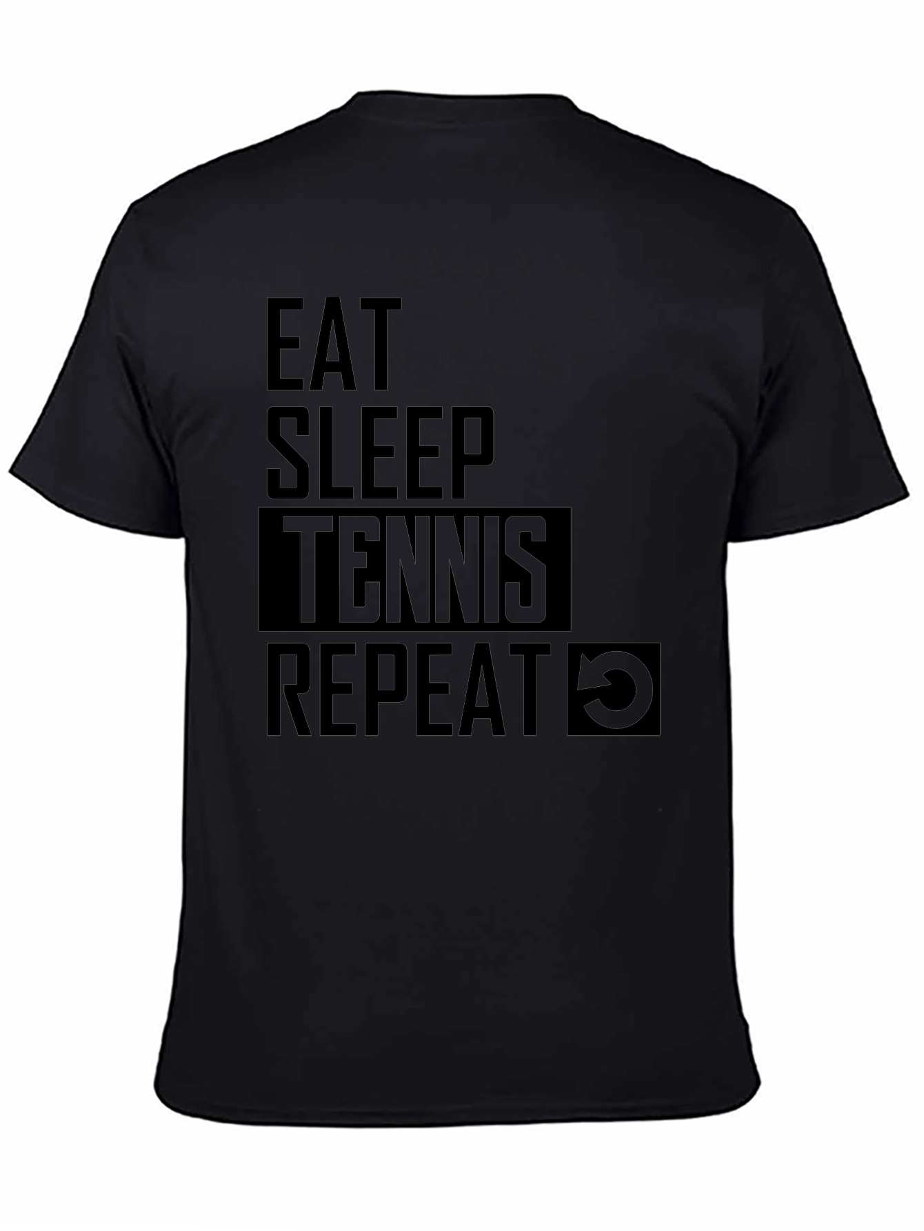Eat Sleep Tennis Repeat Black T-Shirt