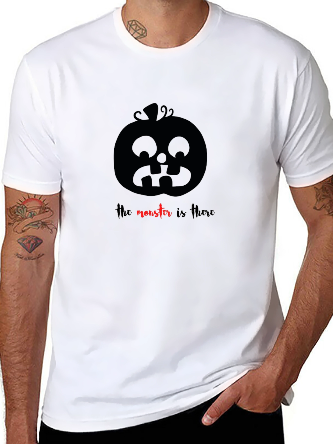 Halloween Pumpkin Graphic Tee - The Monster Is There