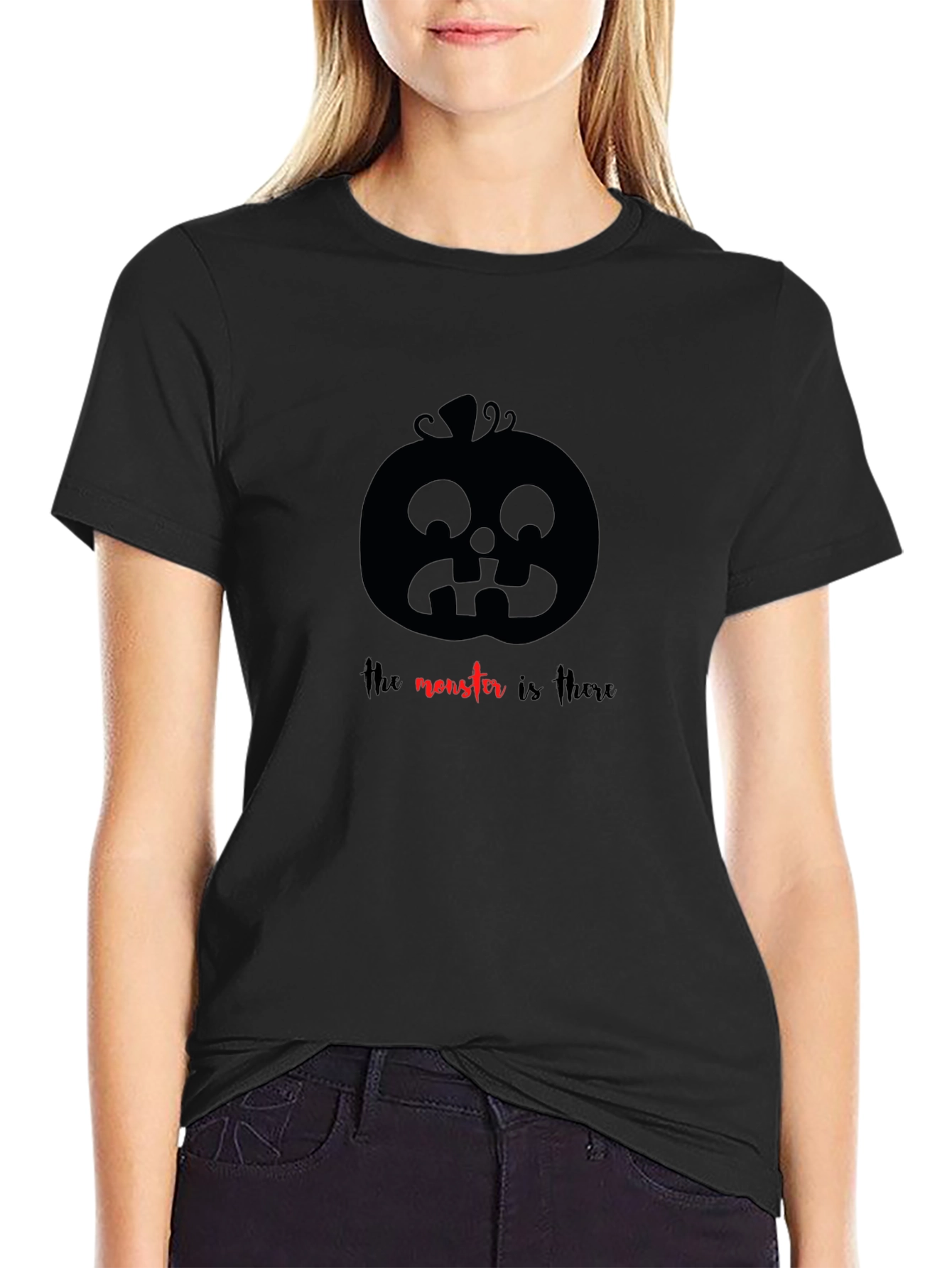 Halloween Pumpkin Graphic Tee - The Monster Is There