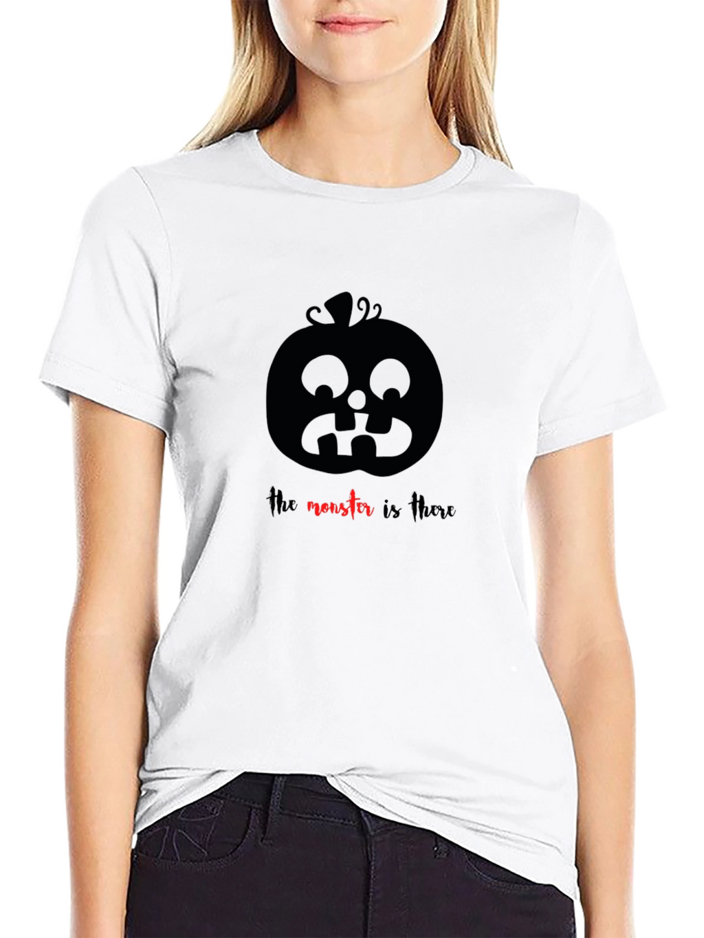 Halloween Pumpkin Graphic Tee - The Monster Is There