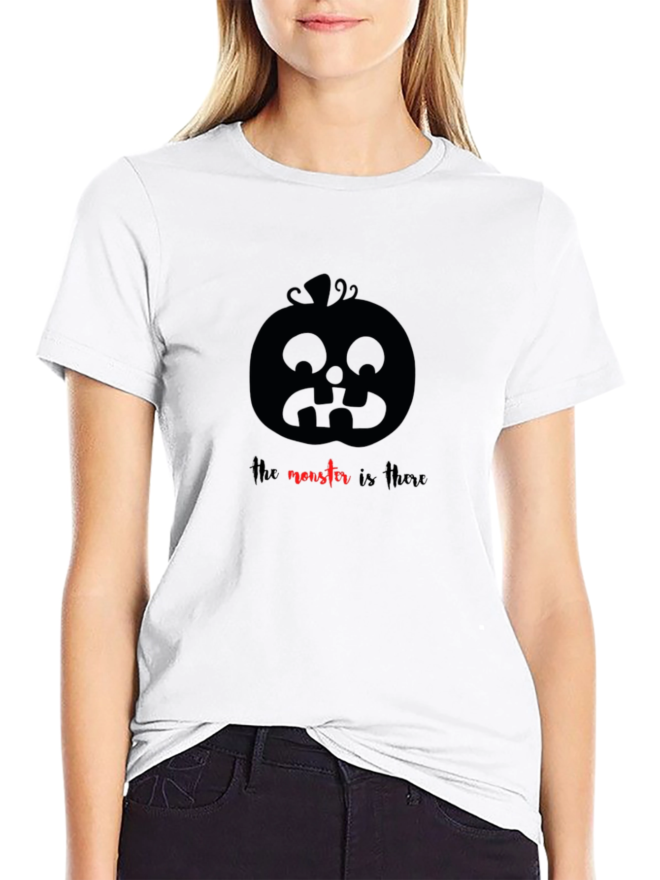Halloween Pumpkin Graphic Tee - The Monster Is There