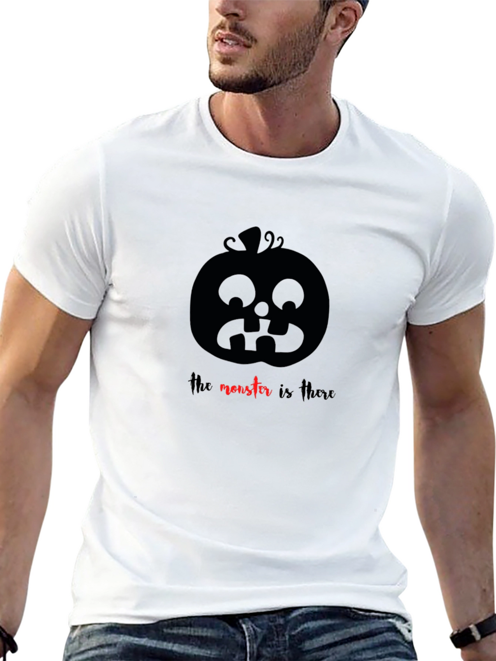 Halloween Pumpkin Graphic Tee - The Monster Is There