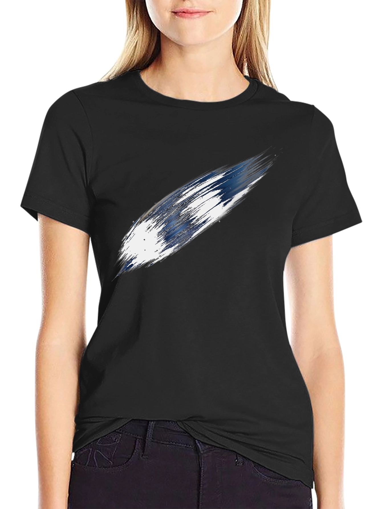 Abstract Stroke Graphic Black T-Shirt