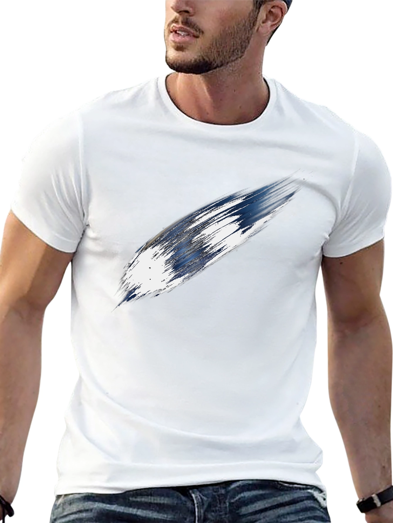 Abstract Stroke Graphic Black T-Shirt