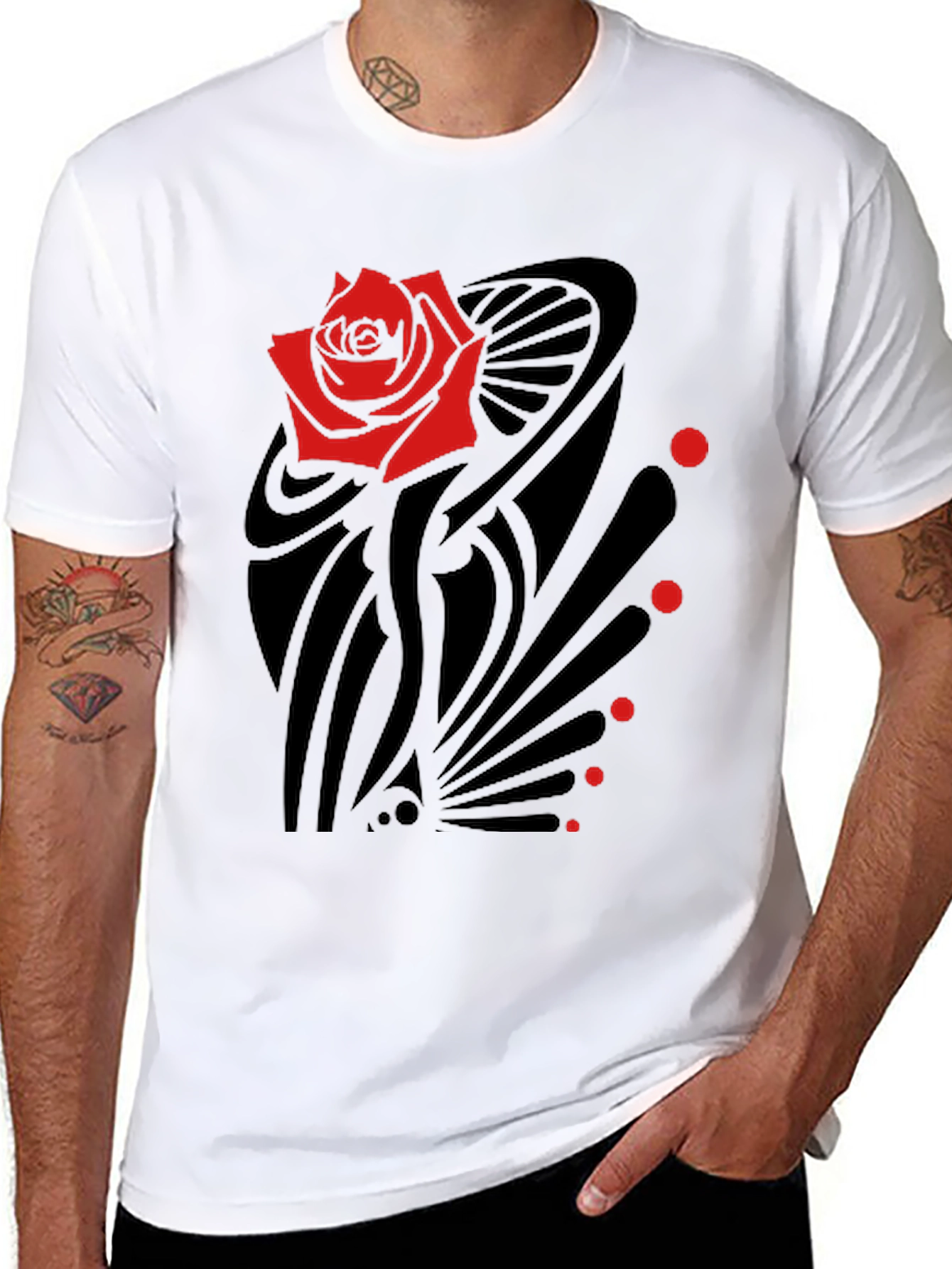 Rose Graphic Tee - Mens Black T-Shirt