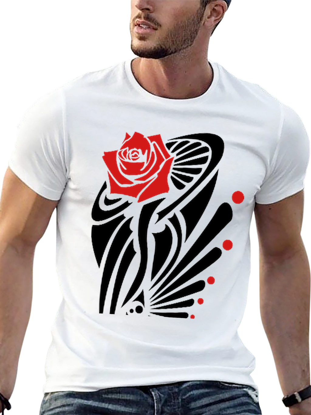 Rose Graphic Tee - Mens Black T-Shirt