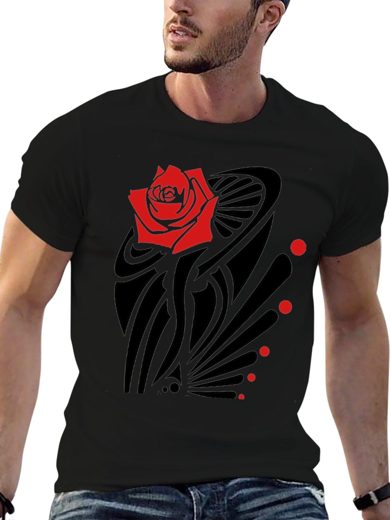 Rose Graphic Tee - Mens Black T-Shirt