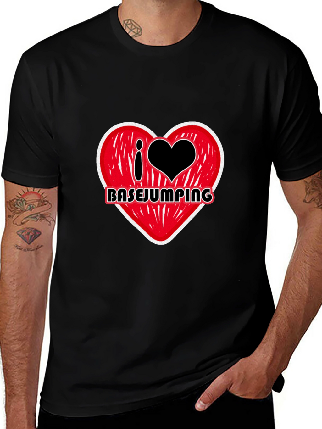 I Heart Basejumping Black T-Shirt