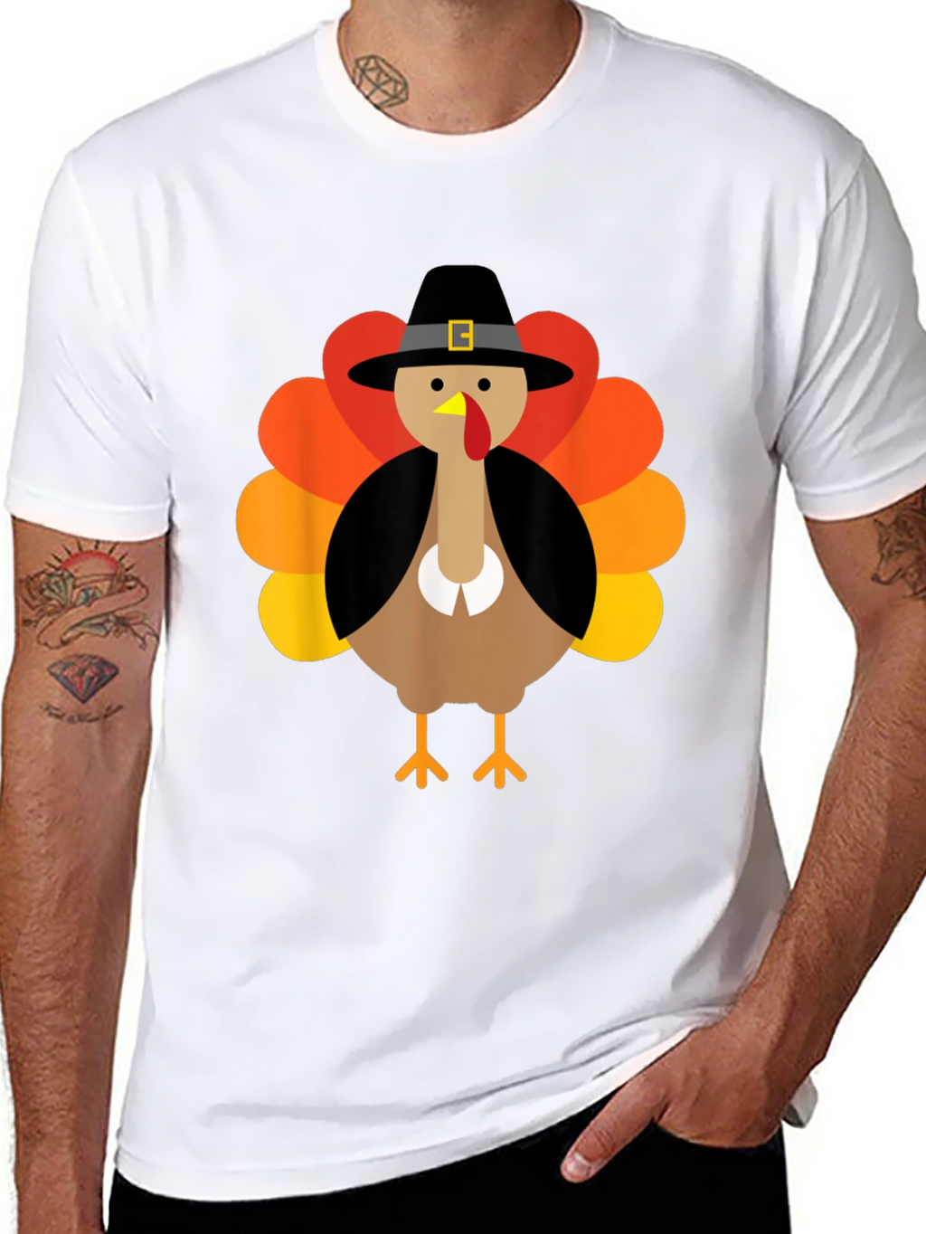 Thanksgiving Turkey Pilgrim Hat Graphic Tee