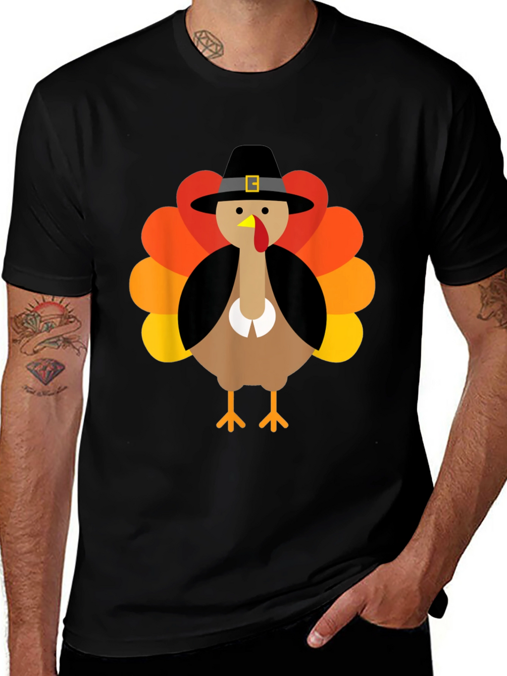 Thanksgiving Turkey Pilgrim Hat Graphic Tee