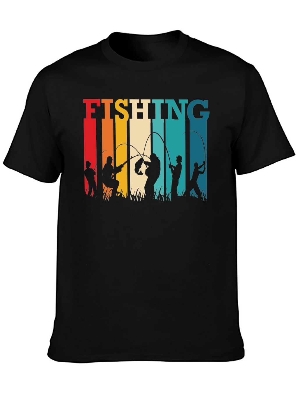 Fishing Silhouette Retro T-Shirt