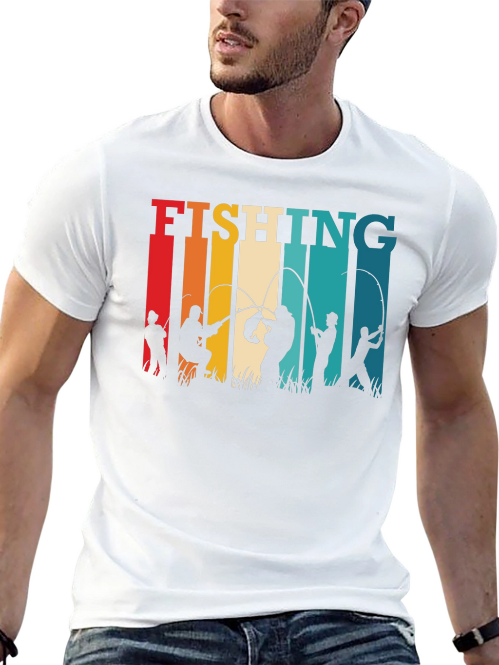 Fishing Silhouette Retro T-Shirt