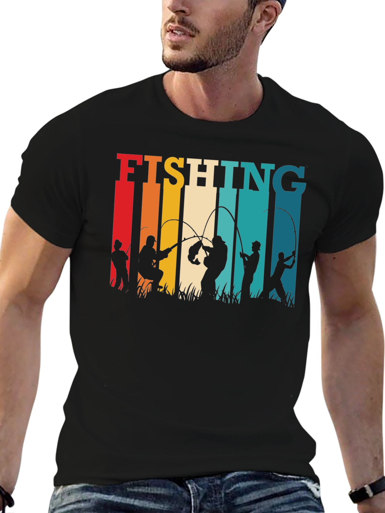 Fishing Silhouette Retro T-Shirt