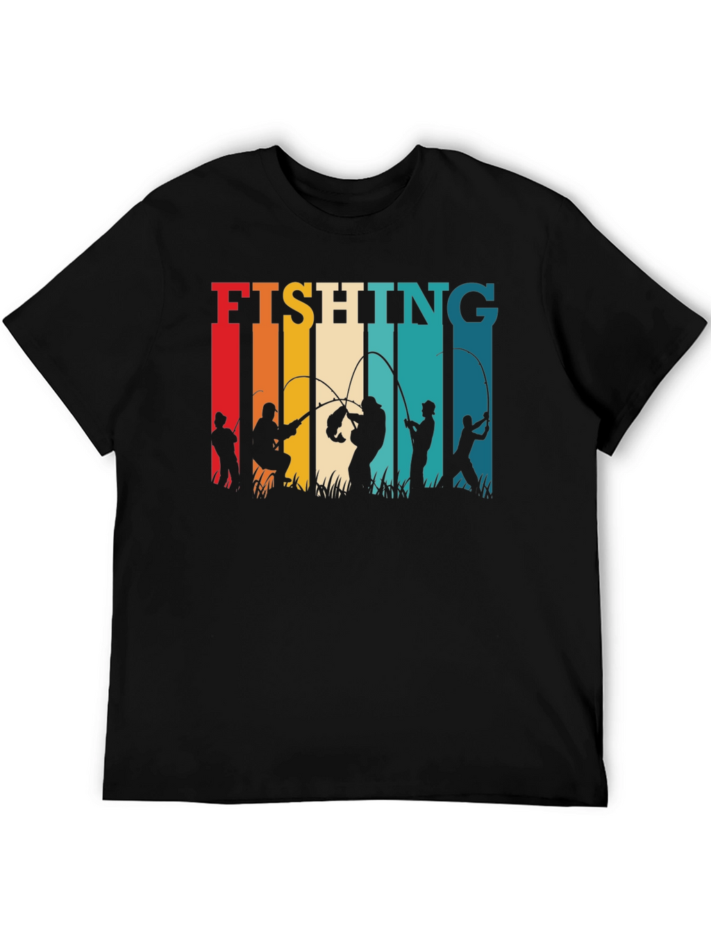 Fishing Silhouette Retro T-Shirt