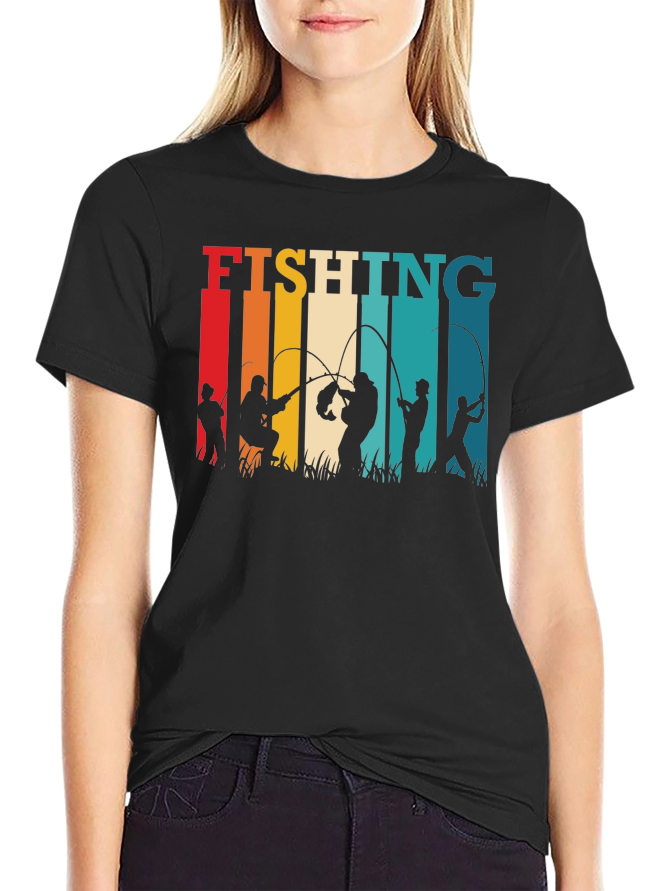 Fishing Silhouette Retro T-Shirt