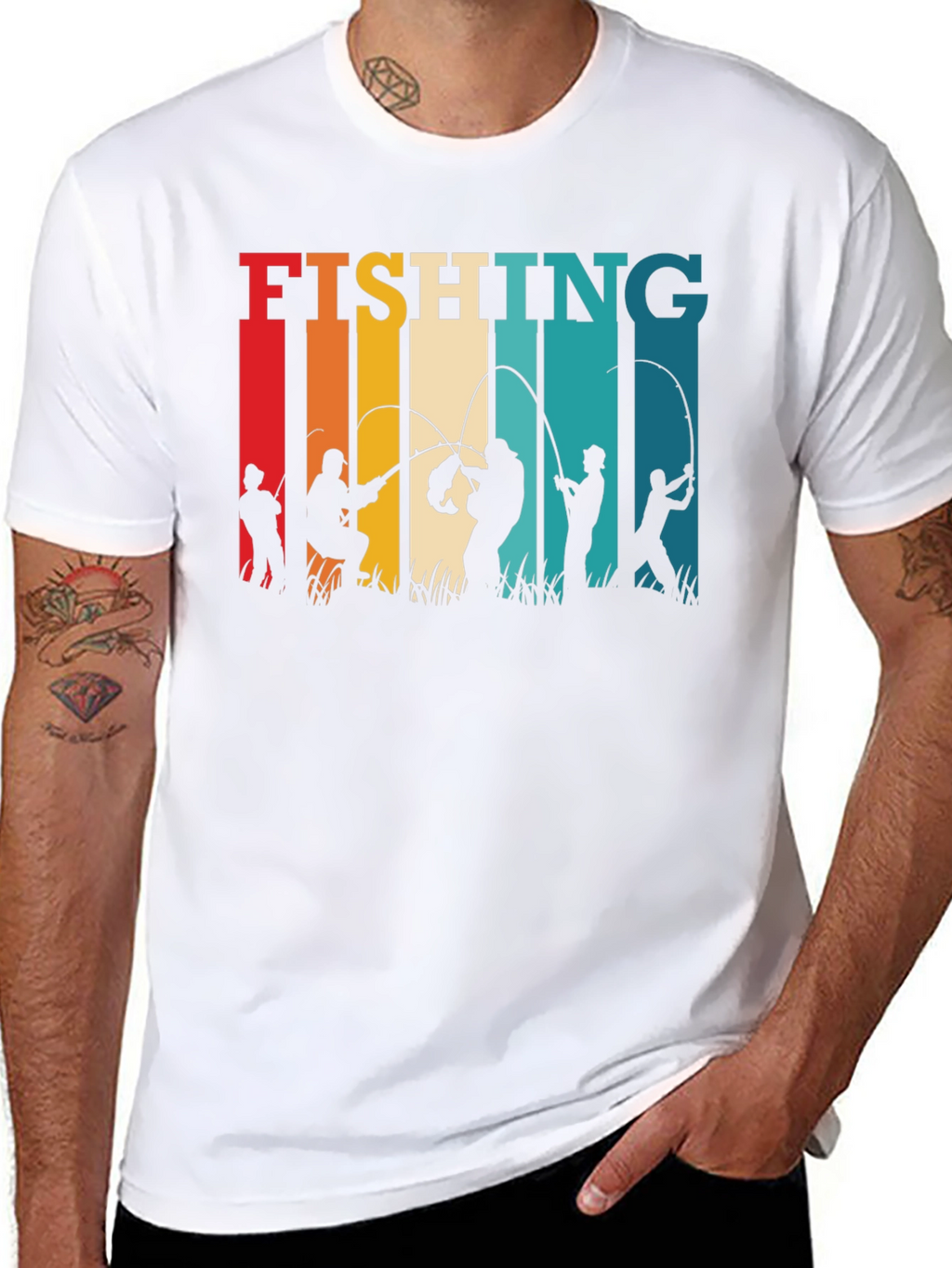 Fishing Silhouette Retro T-Shirt
