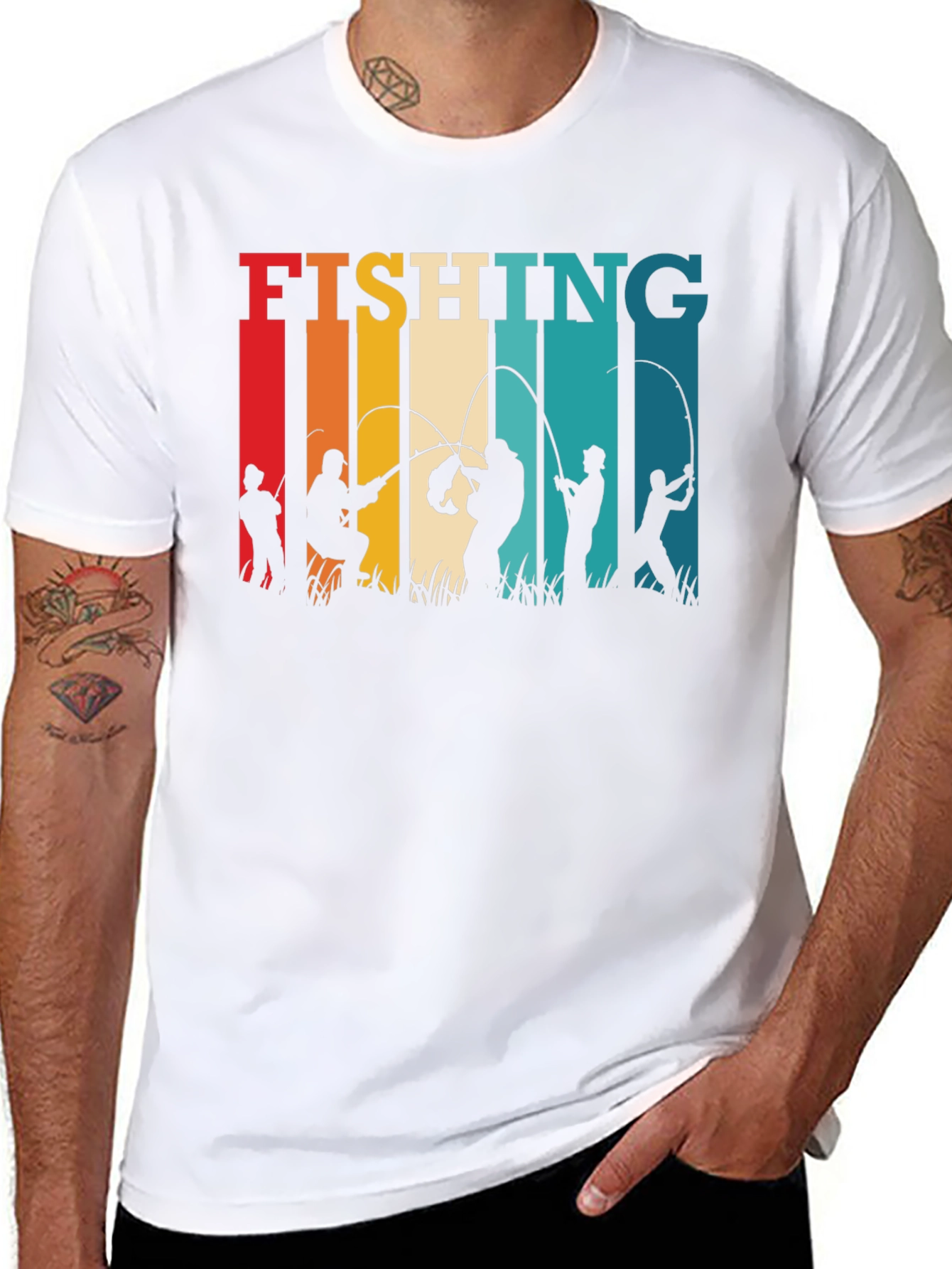 Fishing Silhouette Retro T-Shirt