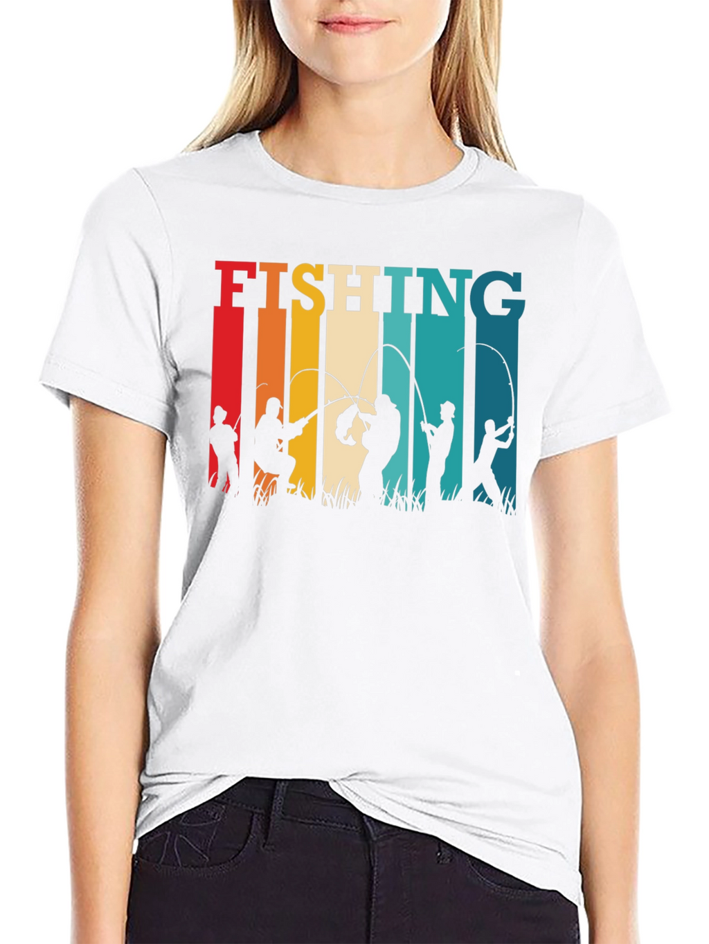 Fishing Silhouette Retro T-Shirt