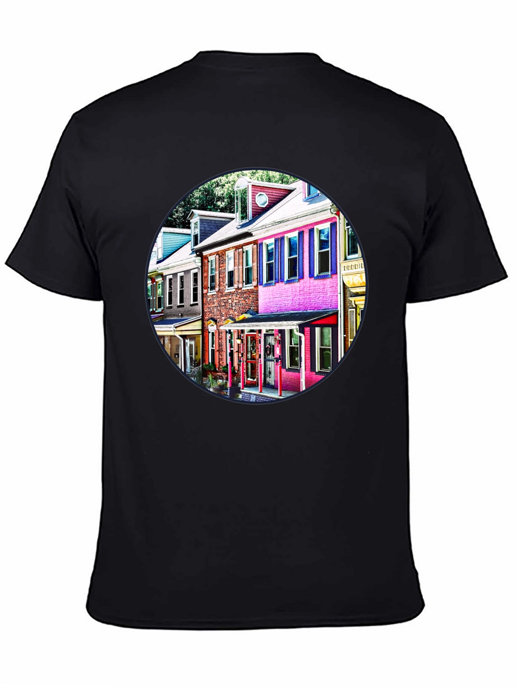 Colorful Houses Black Tee