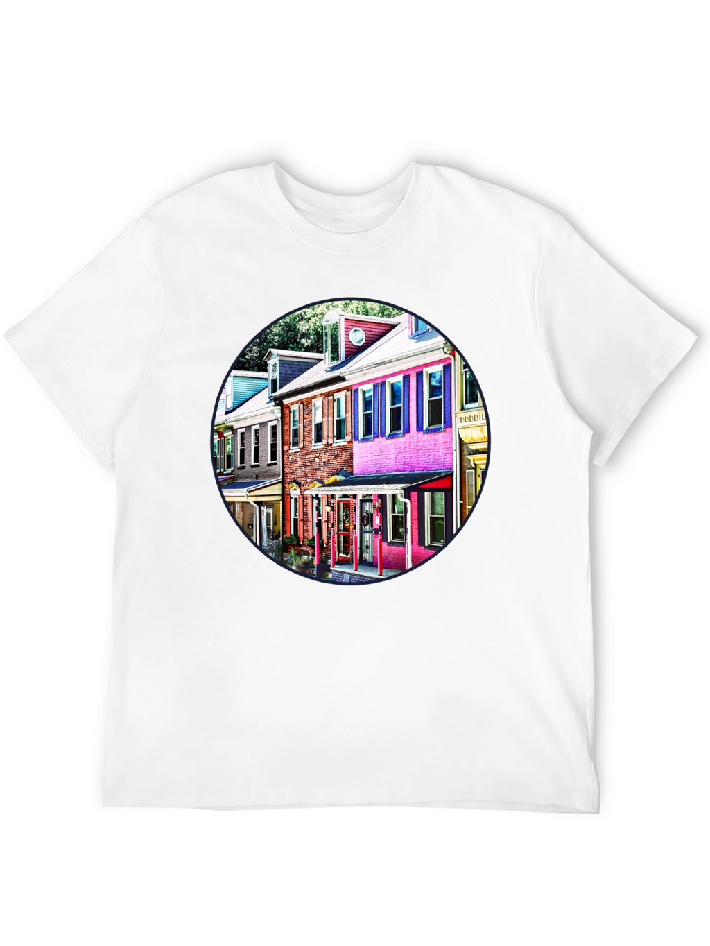 Colorful Houses Black Tee