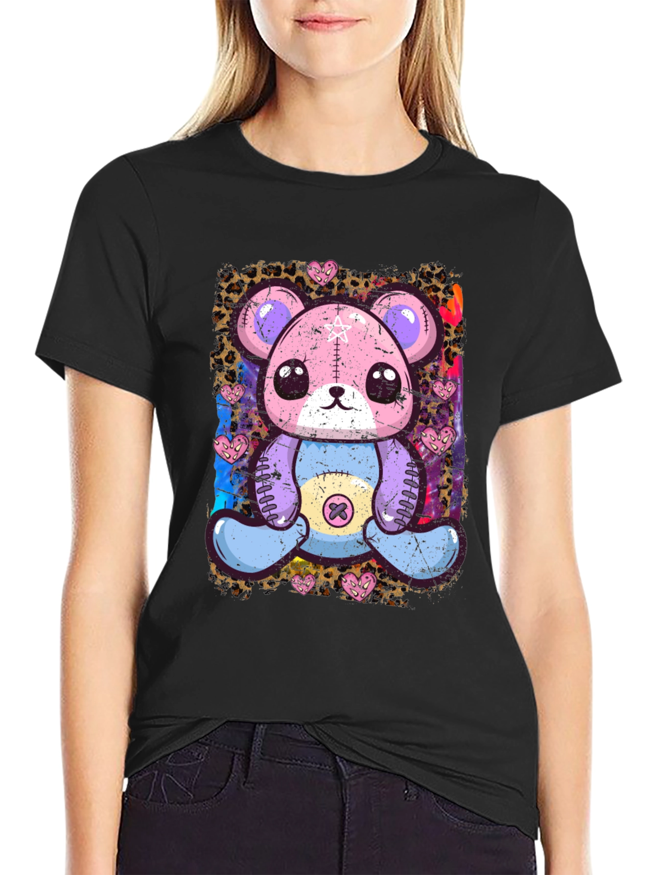 Cute Pastel Goth Teddy Bear Graphic T-Shirt