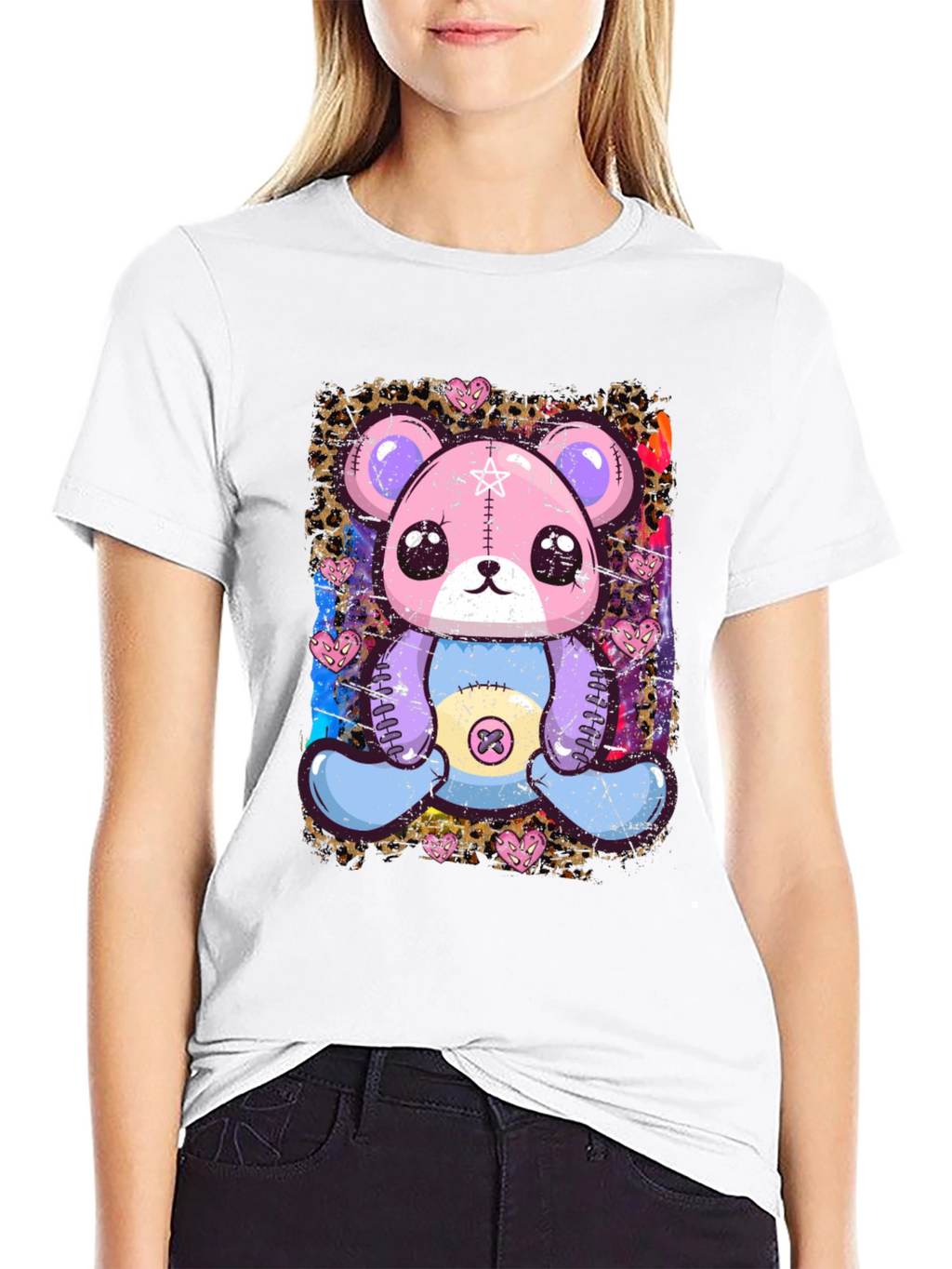 Cute Pastel Goth Teddy Bear Graphic T-Shirt