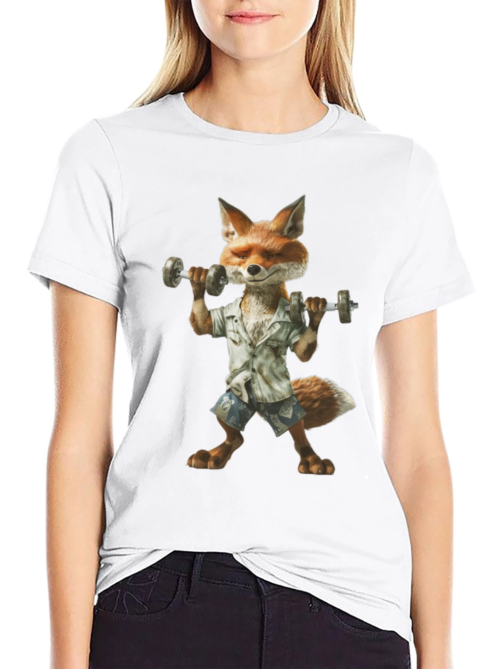 Fox Lifting Weights Graphic T-Shirt