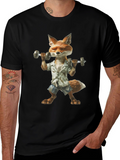 Fox Lifting Weights Graphic T-Shirt