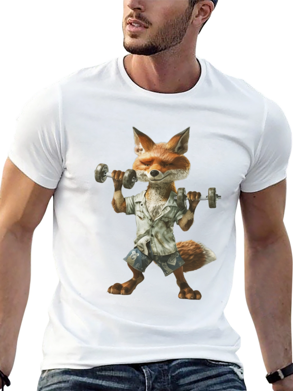 Fox Lifting Weights Graphic T-Shirt