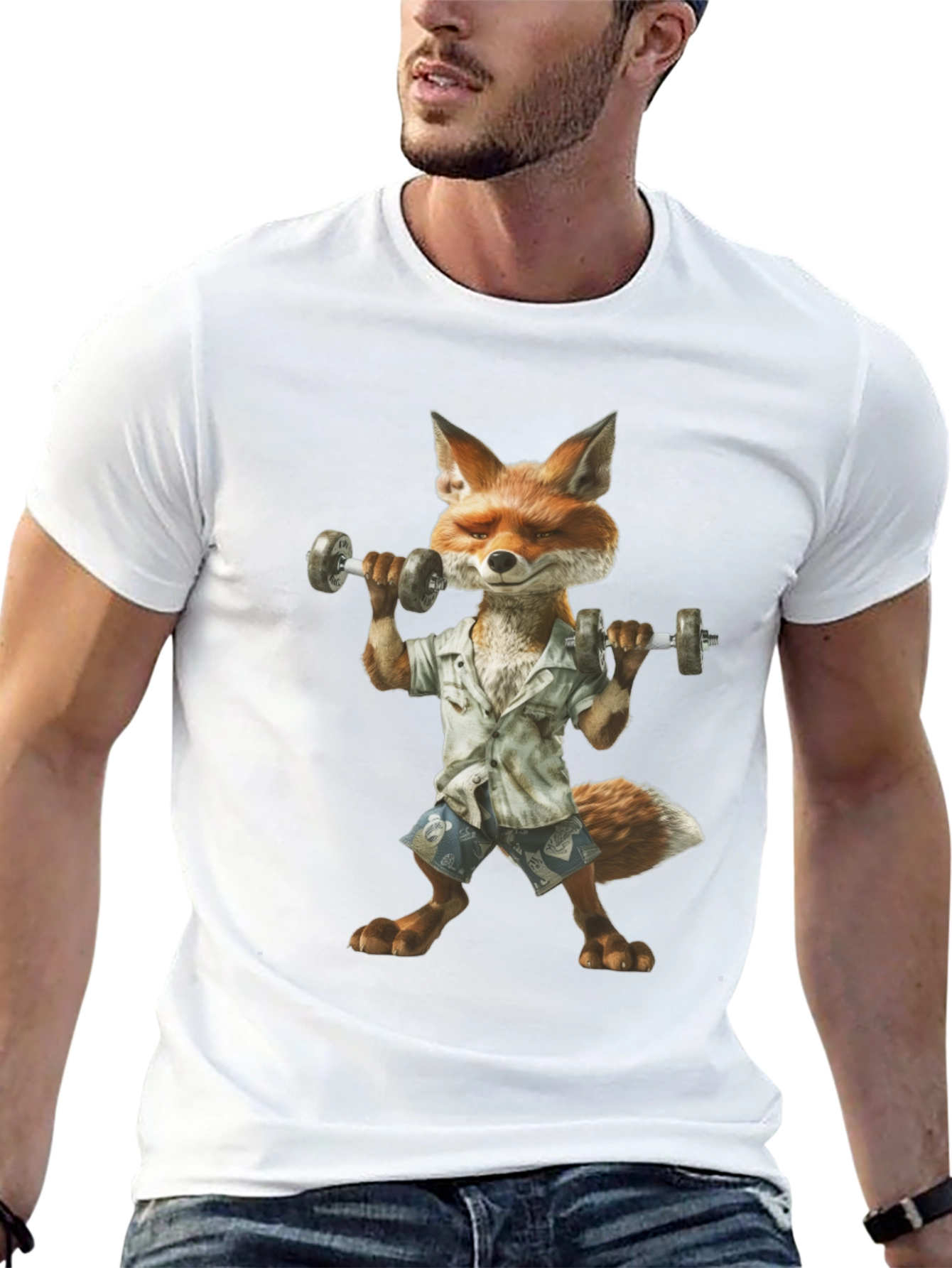 Fox Lifting Weights Graphic T-Shirt