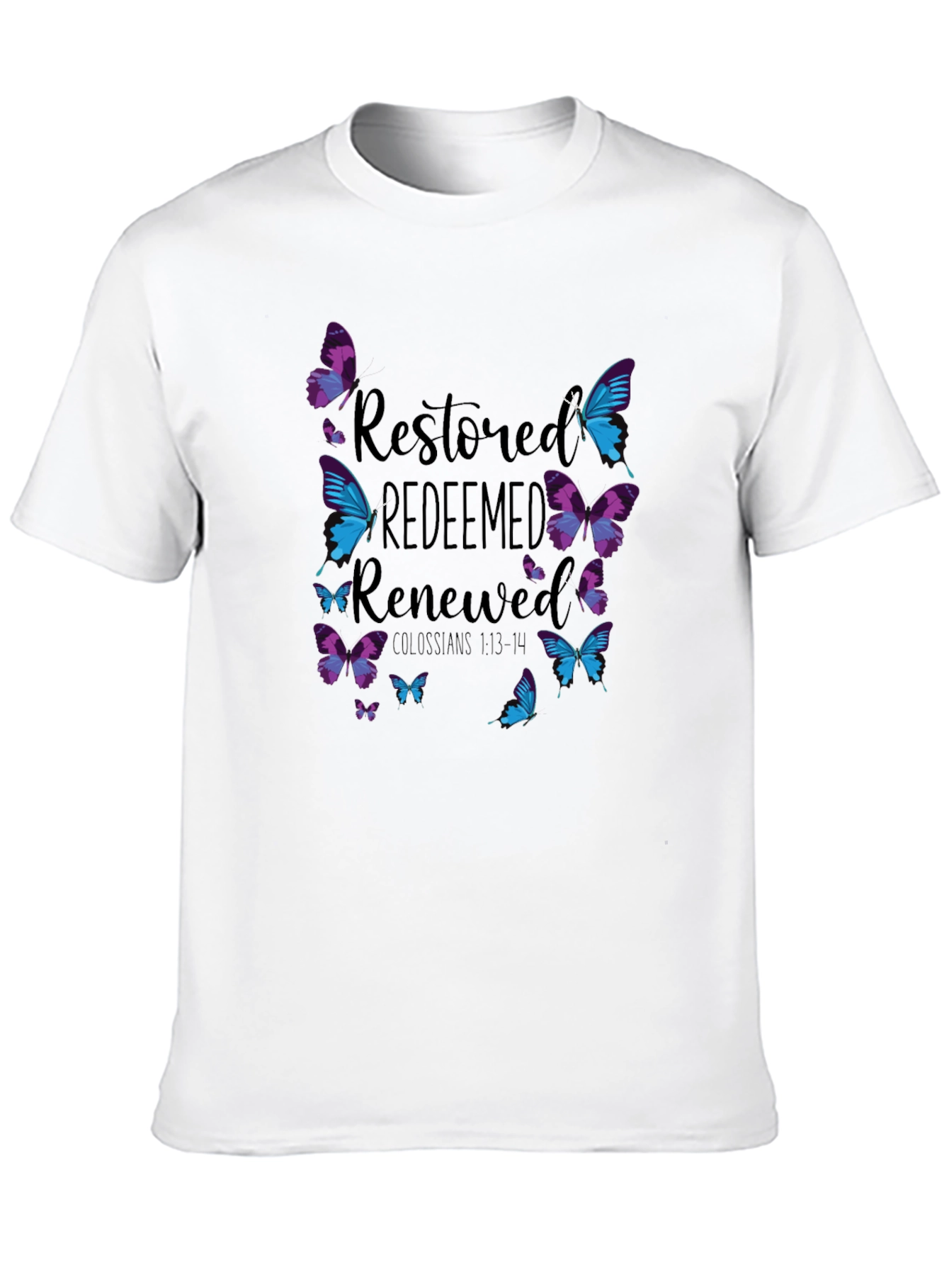 Restored Redeemed Renewed Butterfly Graphic T-Shirt