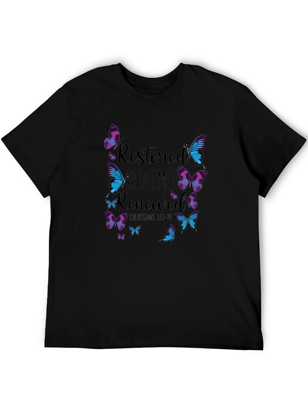 Restored Redeemed Renewed Butterfly Graphic T-Shirt