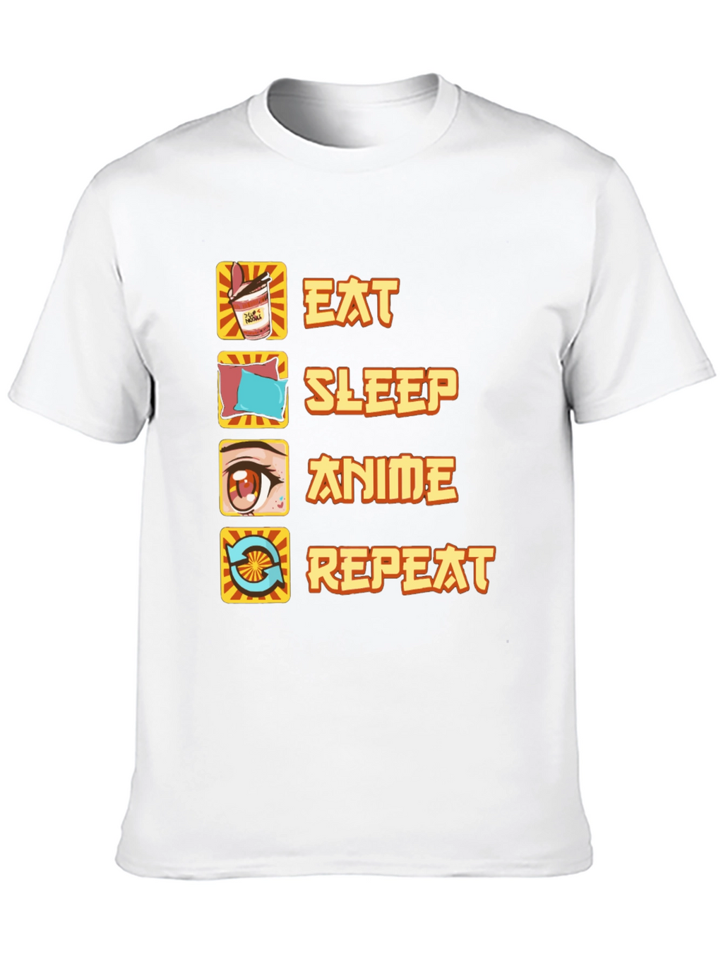 Eat Sleep Anime Repeat Black T-Shirt