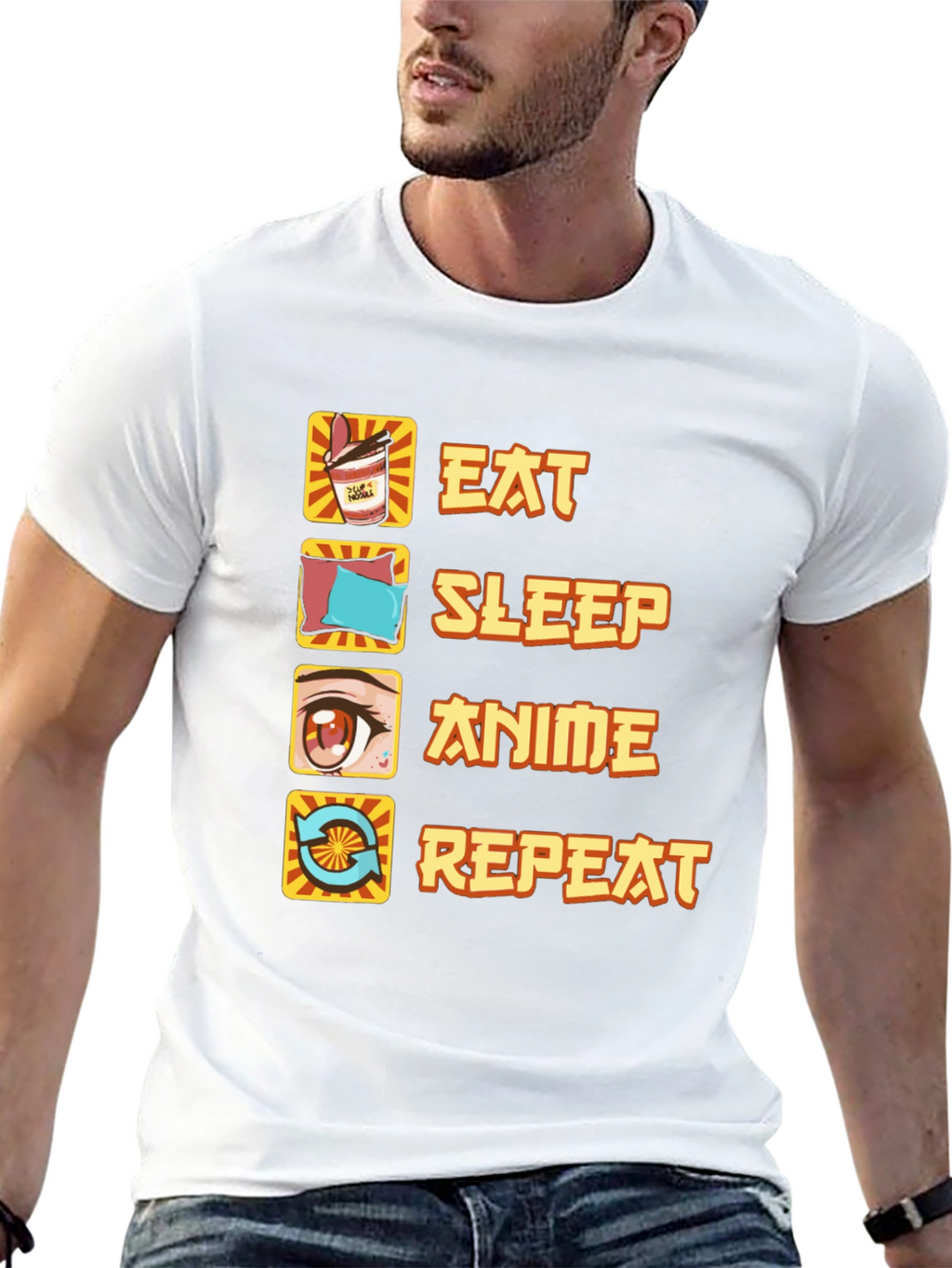 Eat Sleep Anime Repeat Black T-Shirt
