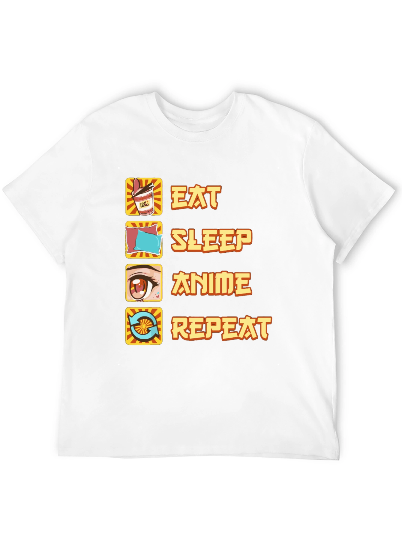 Eat Sleep Anime Repeat Black T-Shirt